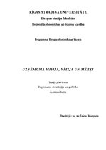 Konspekts 'Uzņēmuma misija, vīzija un mērķi', 1.