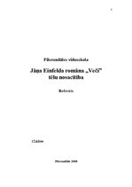 Referāts 'Jāņa Einfelda romāna "Veči" tēlu nosacītība ', 1.