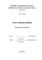 Referāts 'Cenu veidošanās politika', 1.