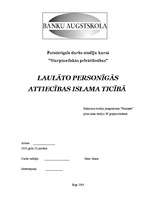 Referāts 'Laulāto attiecības islama ticībā', 1.