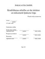 Diplomdarbs 'Kreditēšanas attīstība un tās ietekme uz nekustamā īpašuma tirgu', 1.