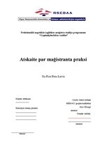 Prakses atskaite 'Atskaite par maģistra praksi uzņēmumā SIA "First Data Latvia"', 1.
