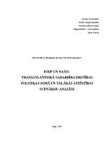 Referāts 'Transatlantiskā sadarbība drošības politikas jomā un tālākās attīstības scenārij', 1.