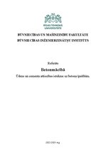 Referāts 'Ūdens un cementa attiecības ietekme uz betona īpašībām', 1.