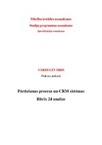 Referāts 'Pārdošanas procesa un CRM sistēmas Bitrix 24 analīze', 1.