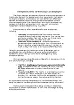 Eseja 'Entrepreneurship vs Working as an Employee', 1.
