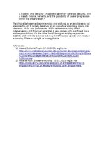 Eseja 'Entrepreneurship vs Working as an Employee', 2.