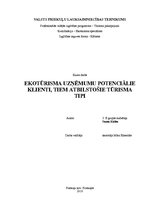 Referāts 'Ekotūrisma uzņēmumu potenciālie klienti, tiem atbilstošie tūrisma tipi', 1.