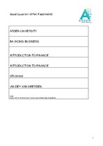 Konspekts 'Introduction to Finance', 1.