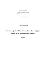 Referāts 'Reinkarnācijas ideja Elzas Bārkeres darbā "Dzīvā aizgājēja vēstules" un tās apsk', 1.