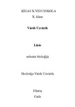 Referāts 'Lūsis', 1.
