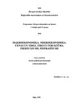 Konspekts 'Makroekonomika. Mikroekonomika. Cenas un tirgi, tirgus struktūra. Piedāvājums, p', 1.