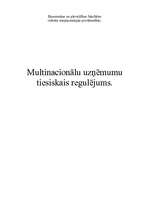 Referāts 'Multinacionālu uzņēmumu tiesiskais regulējums', 1.