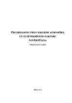 Referāts 'Piesārņojošu vielu izkliede atmosfērā un to ietekmējošo faktoru novērtēšana', 1.