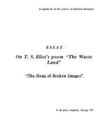 Eseja 'On Eliot's Poem "The Wasteland"', 1.