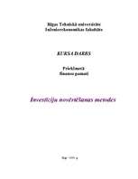 Referāts 'Investīciju novērtēšanas metodes', 1.
