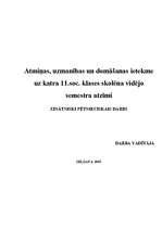 Referāts 'Atmiņas, uzmanības un domāšanas ietekme uz skolēna vidējo atzīmi', 1.