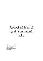Eseja 'Apdrošināšana kā iespēja samazināt risku', 1.