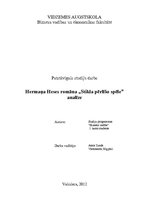 Referāts 'Hermaņa Heses romāna "Stikla pērlīšu spēle" analīze', 1.