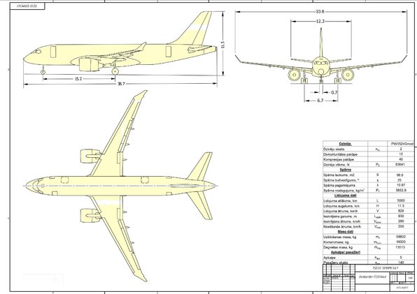 Diplomdarbs 'Vidējo attālumu lidmašīnas konstrukcijas izstrāde no moderniem materiāliem un sp', 94.