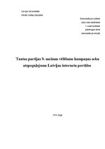 Referāts 'Tautas partijas 9.Saeimas vēlēšanu kampaņas seku atspoguļojums Latvijas internet', 1.