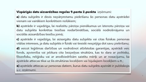 Prezentācija 'Fizisko personu datu apstrādes likums', 8.