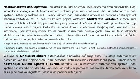Prezentācija 'Fizisko personu datu apstrādes likums', 11.