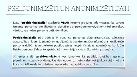 Prezentācija 'Fizisko personu datu apstrādes likums', 12.