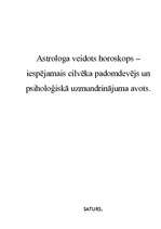Referāts 'Astrologa veidots horoskops - iespējamais cilvēka padomdevējs un psiholoģiskā uz', 1.