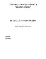 Referāts 'Dž.Keinsa investīciju analīze', 1.