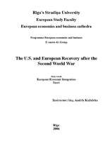 Referāts 'The U.S. and European Recovery after the Second World War', 1.