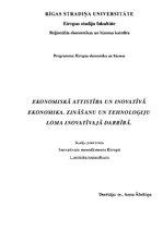 Konspekts 'Ekonomiskā attīstība un inovatīvā ekonomika. Zināšanu un tehnoloģiju loma inovat', 1.