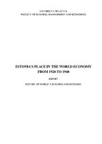 Referāts 'Estonia's Place in the World Economy from 1920 to 1940', 1.