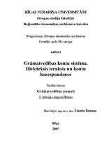 Konspekts 'Grāmatvedības kontu sistēma. Divkāršais ieraksts un kontu korespondence', 1.