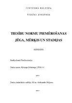 Referāts 'Tiesību normu piemērošanas jēga, mērķis un stadijas', 1.