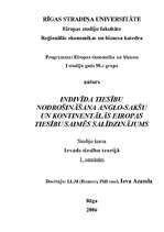 Konspekts 'Indivīda tiesību nodrošināšanas anglo-sakšu un kontinentālās Eiropas tiesību sai', 1.