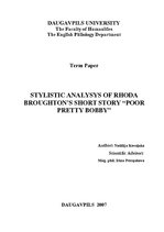 Referāts 'Rhoda Broughton’s Short Story “Poor Pretty Bobby” - Stylistic Analysys', 1.