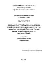 Konspekts 'Reklāmas efektivitāte un tās vērtēšanas metodes', 1.