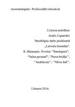 Konspekts 'Rūdolfs Blaumanis. Noveles', 1.