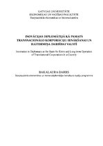 Diplomdarbs 'Inovācijas diplomātijā kā pamats transnacionālo korporāciju ienākšanai un ilgter', 1.