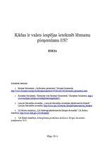 Eseja 'Kādas ir valsts iespējas ietekmēt lēmumu pieņemšanu Eiropas Savienībā', 1.