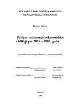 Referāts 'Baltijas valstu makroekonomiskie rādītāji 2005. - 2007.gadā', 1.