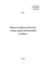 Referāts 'Humora, ironijas un satīras loma romānā, negatīvo dzīves parādību nosodīšana', 1.