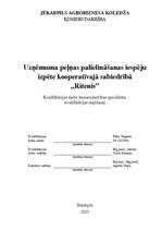Referāts 'Uzņēmuma peļņas palielināšanas iespēju izpēte kooperatīvajā sabiedrībā "Ritenis"', 1.
