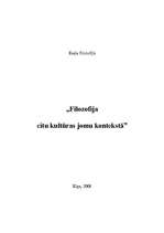 Eseja 'Filosofija citu kultūras jomu kontekstā', 1.
