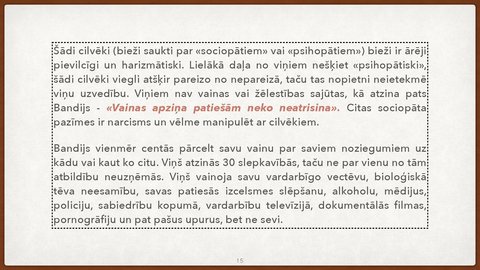 Prezentācija 'Personības psiholoģiskā analīze Teds Bandijs', 15.