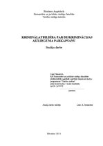 Referāts 'Kriminālatbildība par diskriminācijas aizlieguma pārkāpšanu', 1.