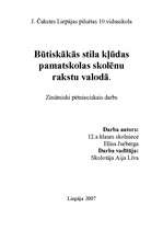 Referāts 'Būtiskākās stila kļūdas pamatskolas skolēnu rakstu valodā', 1.