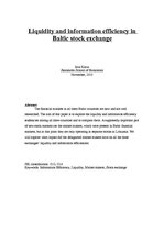 Referāts 'Liquidity and Information Efficiency in Baltic Stock Exchange', 1.