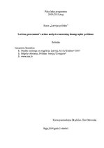 Referāts 'Latvian Government`s Action Analysis Concerning Demographic Problems', 1.